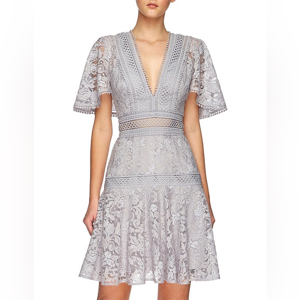 Lover lilac v-neck lace mini dress size small